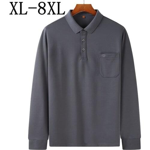 8XL 7XL 6XL New Business Men Polo Shirt With Pocket Top Quality Long Sleeve Casual Mens Polos Shirts Loose camisa masculina