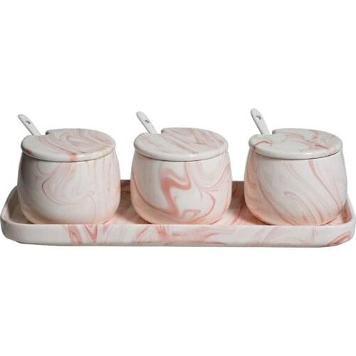 Sugar Bowl, Ceramic Black White Marble Sugar Bowl with Lid and Spoon for Home and Kitchen