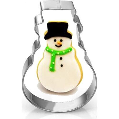 Snowman Cookie Cutter Stainless Steel Biscuit Knife Baking Fruit Kitchen Tools Mold Embossing Printing