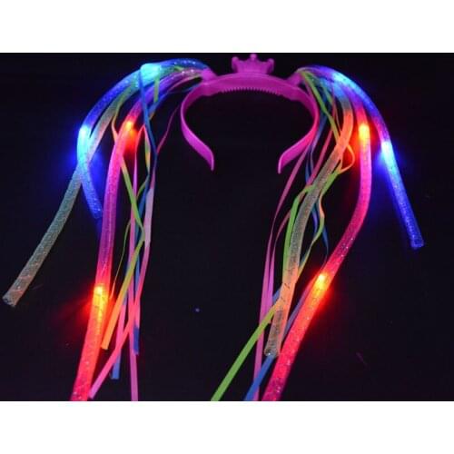 Light Up Flashing Braids Crown LED Pipe Headbands Women Girls Rave Glow Party Wedding Birthday Halloween Christmas Xmas