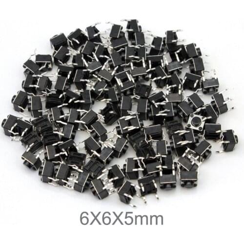 100Pcs Tactile Push Button Switch Tact Switch 6X6X5mm 4P DIP for Arduino FZ1713