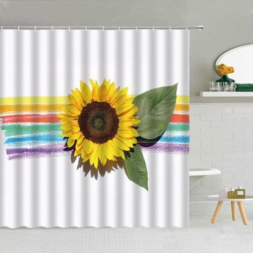 Tropical Plant Green Leaf Shower Curtain Flowers Bird Parrot Flamingo Lemon Bathroom Decor Screen Waterproof Fabric Curtains Set