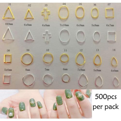 500pcs Hollow Nail Art Frame 3D Nail Art Rivet Studs Metallic Decoration