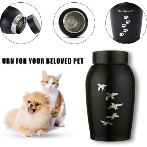 500ML Pets Memorials Gold Black Stainless Steel Pet Urns Urns For Dogs Cat Bird Cremation Ashes Keepsake Urn