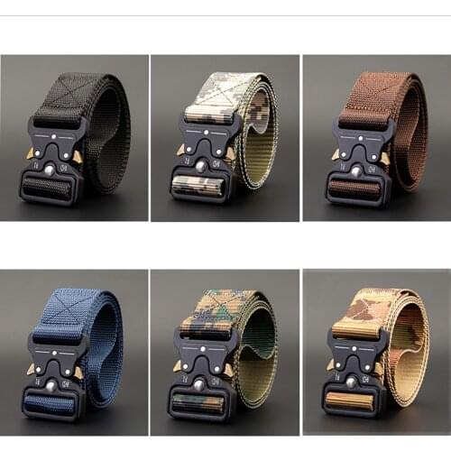 Military Equipment Combat Tactical Belts for Men Army-Style Training Nylon Metal Buckle Waist Belt Outdoor Hunting Waistband#G3