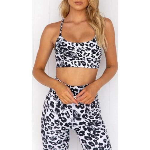 Women Print Leopard Yoga Suit Gym Shockproof Bras Set Sports Biker Shorts Set Fashion Sexy Running Training Set Women Clothing