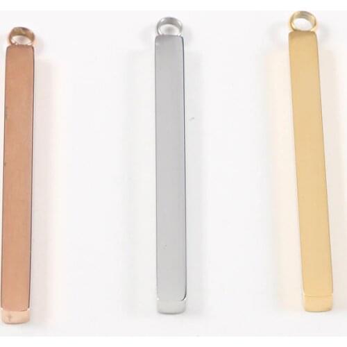 10Pcs/Lot Real Stainless Steel Mirror Polish 3*30mm Strip Blank Bar Charms Pendant For DIY Jewelry Making Wholesale