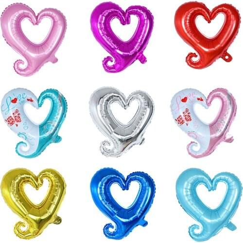10pcs 18inch Hook Heart-Shaped Foil Balloon Inflatable Helium Balloon Valentines Day Wedding Party Decoration Ballon Supplies
