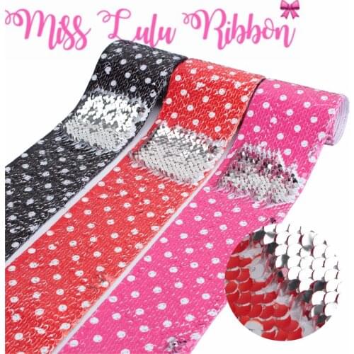 3"75mm White Dot Double Reversible Silver Sequin Ribbon DIY Party Gift Bowknots Hair Band Merry Christmas 46yards/roll