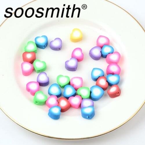 30pcs Mixed Colors Heart Shape Clay Spacer Beads Polymer Clay Beads For Jewelry Making Bracelet necklace DIY Handmade Accessorie
