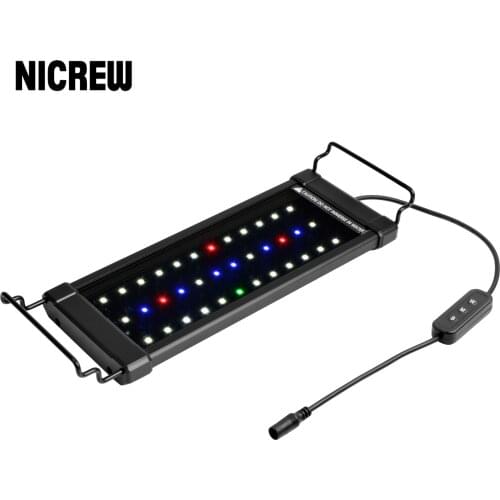 NICREW Aquarium LED Light Marine Fish Tank Lamp Aquatic Plant Grow Lighting 30-60CM Extensible Brackets Full Spectrum Lights
