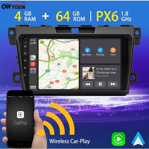 9'' Android 10 Car Multimedia Player PX6 4+64G For Mazda CX-7 CX 7 2007-2015 GPS Navigation Wireless Carplay Radio TDA7850 5*USB