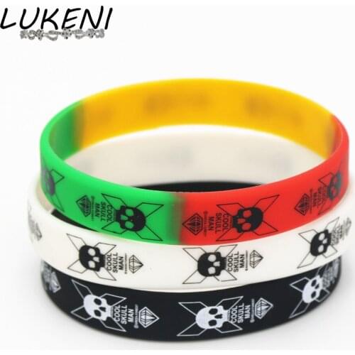 LUKENI 3PCS Cool Skull Man Silicone Wristband Black White Color Sports Skeleton Rubber Bracelets&Bangles Fashion Jewelry SH126