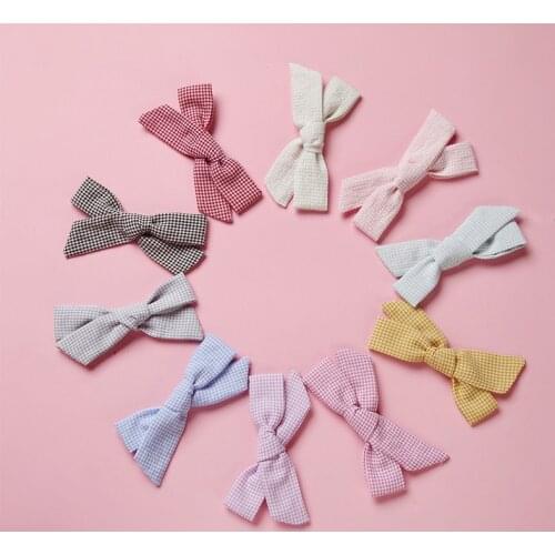 Plaid Baby Hair Clips Bow Girl Hairpins Nylon Children Spring Summer Barrette Kids Candy Color Hair Accessories Infant Hairclip