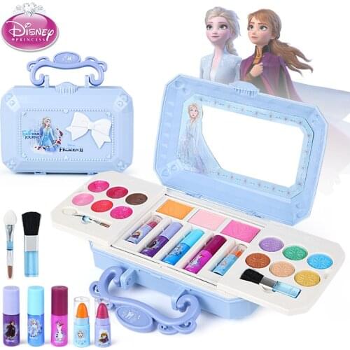 Disney new girls Frozen 2 princess elsa anna Carry box Beauty Makeup toys Christmas Fashion gift Toys