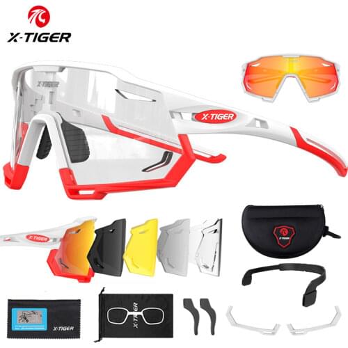X-TIGER Cycling Glasses Photochromic Sports Sunglasses UV400 Anti Glare Lightweight Bicycle Glasses Mens Women Cycling Eyewear