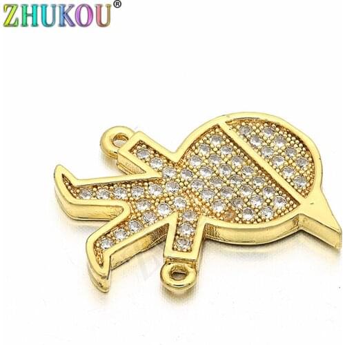 15*19mm Handmade Brass Cubic Zirconia Boys Shaped Connectors Diy Jewelry Findings, Hole: 0.8mm, Model: VS29