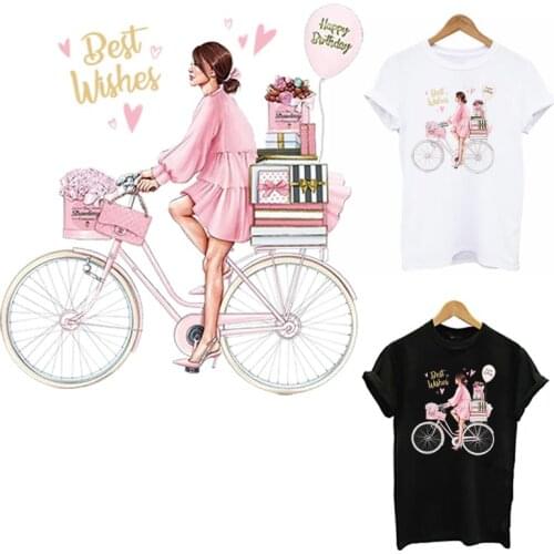 Best Wish Iron On Transfer For Clothing DIY Girl T-Shirt Hooides Patches For Clothes Flower Thermal Sticker Decoration Appliqued