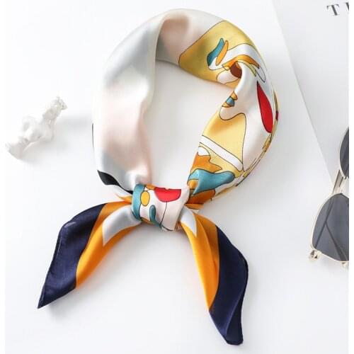 Fashion Bandana Head Scarf For Women Print Kerchief Silk Satin Hair Scarf Female Square Headband Neck Scarves For Ladies 70*70cm