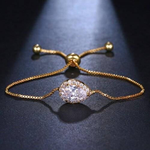 ORZTOON Fashion Water Drop Slim Metal Chain Bracelets for Women Retro Luxury Gold Color Charm Bracelet Trendy Female Jewelry New