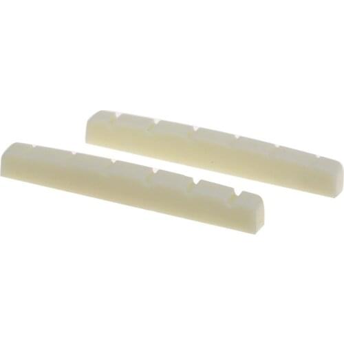Musiclily Pro Urea Resin Plastic Slotted 42mm Electric Guitar Nuts Flat Bottom for 6-string Strat/ Tele Guitar, Ivory (Set of 2)