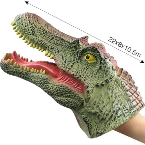 Soft Rubber Dinosaur Hand Puppet Gloves Toy Simulation Animal Head Model Dinosaur Doll Toy Figures Childrens Gift Dropshipping