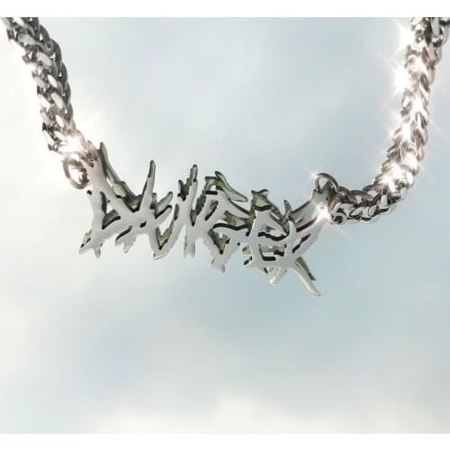 Independent design titanium steel super handsome thorn letter necklace dangerous girl DANGER clavicle chain
