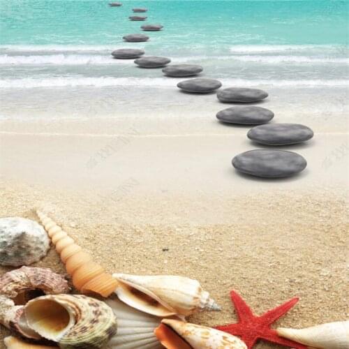 Beibehang wallpapers for living room Beach starfish shell stone bathroom 3D floor tile childrens wallpaper 3d wall murals