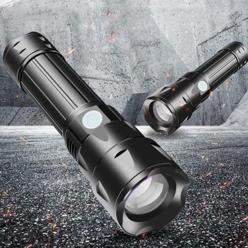 P50 LED Flashlight Lantern Zoom USB Rechargeable Power Powerful Torch Use 18650 or 26650 Handheld Light Torch Lamp 3 Modes