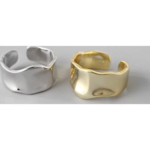 Punk Vintage Simple Convex Design Metal Open Size Wide Finger Rings for Women Men Fashion Party Jewelry Gold Silver Color ER1164