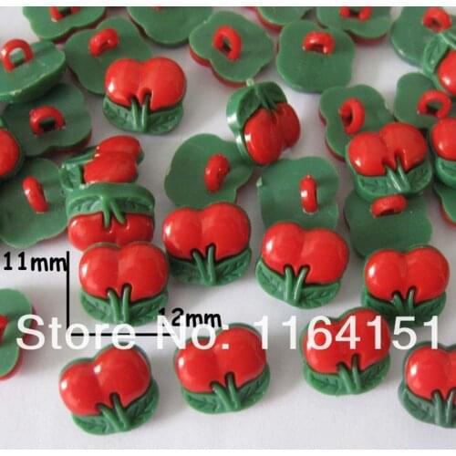 100pcs 11mm*12mm Nylon Button Fasteners Mixed Buttons Kawaii Red Strawberry Shaped Sewing Buttons Children Accessories sk0203