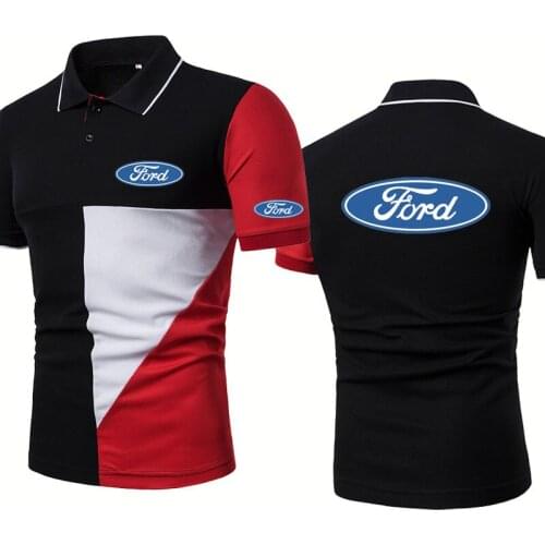 Mens polo shirt Ford car logo Printed Summer Splicing Raglan Fashion casual trend high quality cotton Mens short sleeve tops