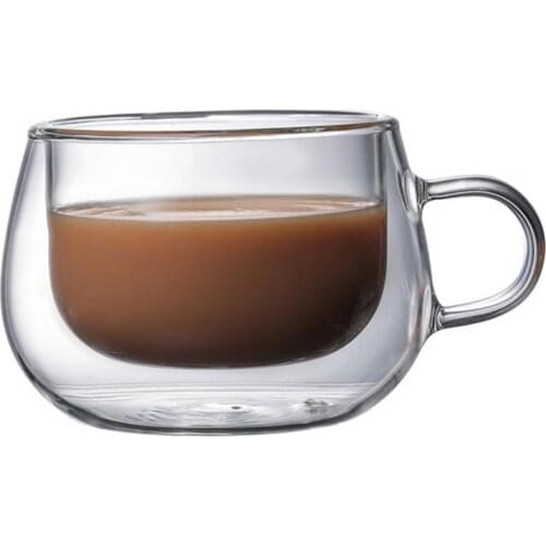 Drinking Glass Tea Cups Double Wall Layer Tea Cup Heat-resisting Creative Round Double Glass Juice Mug Milk Coffee Cup Drinkware