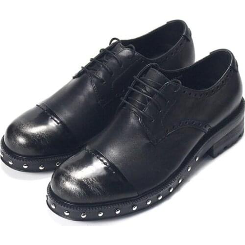 Wholesale Round toe Derby Shoes for men Fashion Men Shoes High Top Genuine leather Slip on Casual Shoes Black Mens Shoes