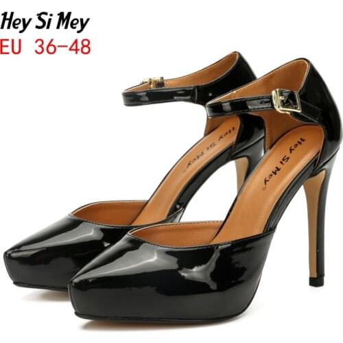 2019 lastest pumps women 11cm super high-heeled patent leather ladies high heels Pointed Waterproof platform femme shoes