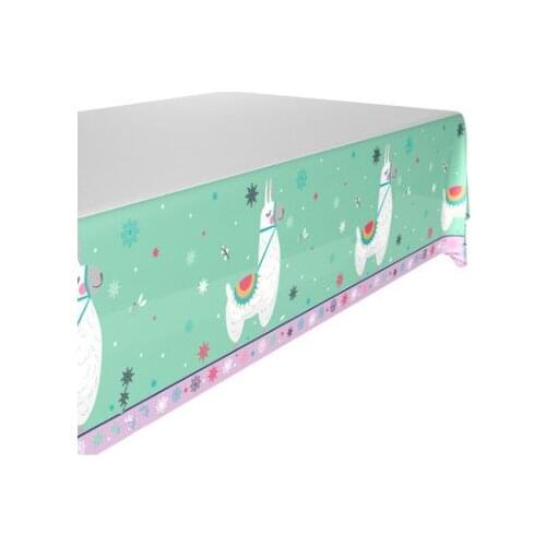 Party Supplies 1PCS 132x220CM Llama Alpaca Printe Table Cover Disposable Tablecloth Event Holiday Birthday Party Decor Suppllies