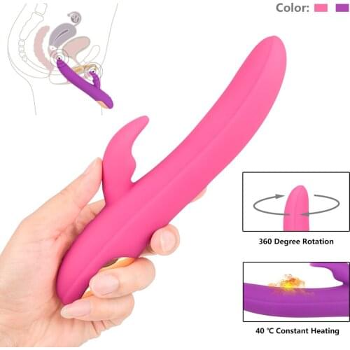 Heating Rabbit Vibrator Rotating Dildo Vibrators for Female Masturbation G Spot Clitoris Stimulator Adults Sex Toys for Woman