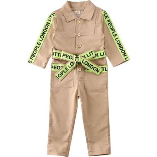 Toddler Baby Kid Girls Vintage Jumpsuit Long Sleeve Letter Rompers Autumn Spring Children Kid Girls Costumes