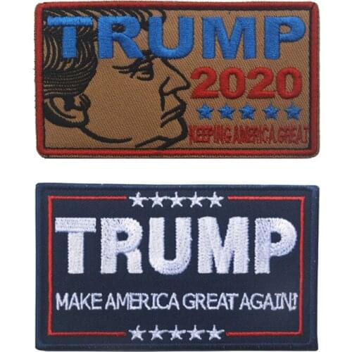 Embroidery Patch Trump 2020 Make America Great Again Patch Tactical Emblem Military Badges Appliques Embroidered Patches