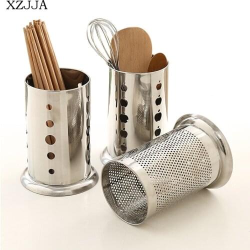 XZJJA Creative Metal Drainage Chopsticks Cage Spoon Storage Rack Cutlery Organize Holder Multifunction Home Kitchen Accessories