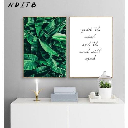 Green Plant Banana Leaf Canvas Poster Quotes Print Scandinavian Style Painting Decorative Picture Modern Home Nordic Decoration