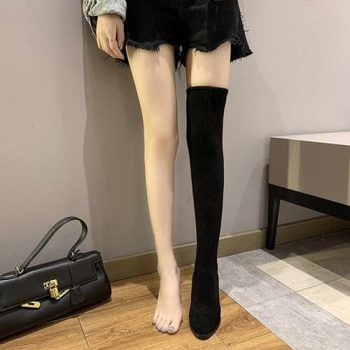 Womens Sexy Fashion Over The Knee Boots Square Heel Thigh Boots Zipper Autumn And Winter Womens Shoes