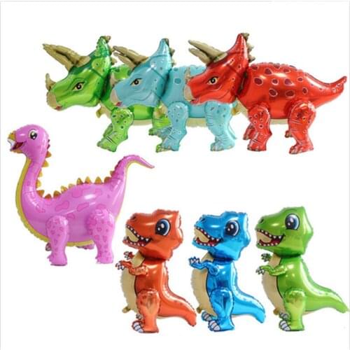 1pc Large 4D Dinosaur Foil Balloons Color Dinosaur Standing Dragon Birthday Party Decorations Kids Supplies Boy Toys Air Globos