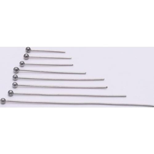 100pcs/Lot 15 20 30 40 50mm Stainless Steel Ball Head Pins For DiY Jewelry Making Head pin Findings Accessories Dia 0.6mm