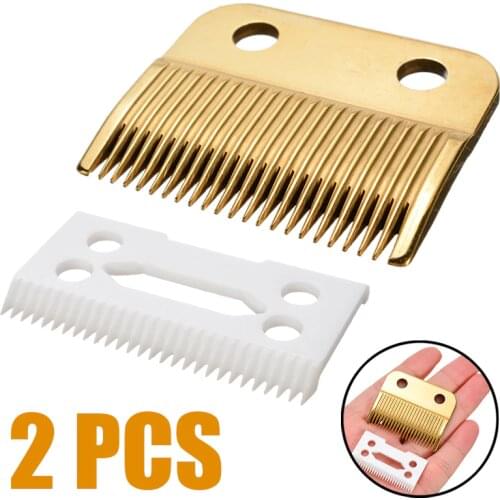 2pcs/Set Durable And Practical Hair Beard Ceramic Blade Cutter + Metal Bottom Set For Andis Wahl Shear Clipper