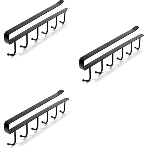 3Pcs-Cup Rack Coffee Cup Wall Holder Mug Racks Hooks Under Cabinet Rack Hanger Shelf for Mugs with Storage Drilling