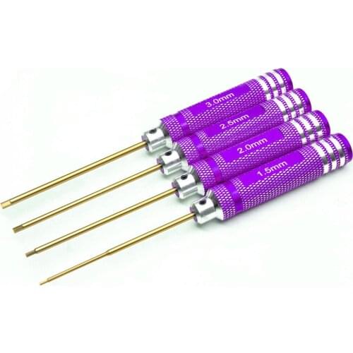 4pcs/set Allen Hex Hexagon Screwdrivers Key 1.5mm 2mm 2.5mm 3mm Screw-driving for RC Helicopter Drone Aircraft Model Repair Tool