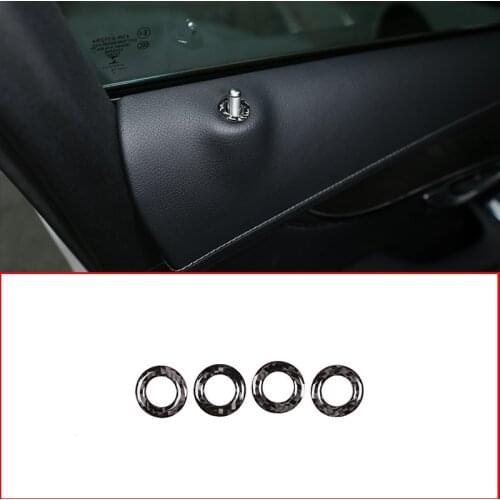 4 Pcs Soft Carbon Fiber For Mercedes Benz GLC X253 C Class W205 2015-2019 Car Door Lock Cover Stickers Car Accessories