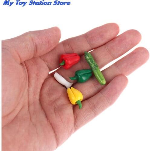 5pcs 1/12 Scale Kinds of Vegetables Model Mini Vegetables Pretend Play Mini Food Play Dollhouse Miniature