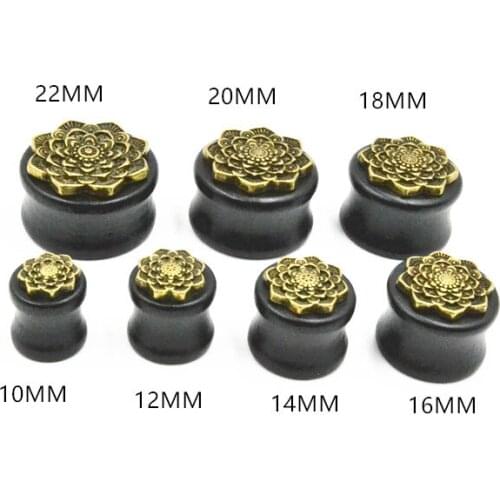 70pcs ear tunnels flower earlets ear plugs expanders body piercing jewelry ear piercing Wood Gauges 10mm up to 22mm